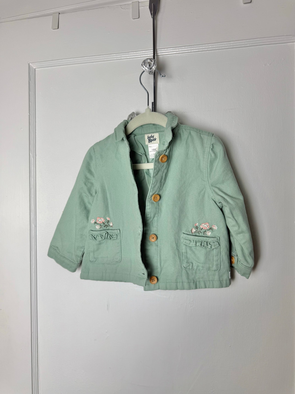 Baby B'gosh Green Flower Embroidered Chore Lightweight Jacket Size 18 Mos